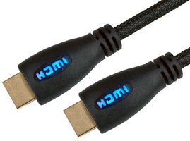 99HD4-01BL - High Speed 4K UHD HDMI Lead with Ethernet, Male to Male, Blue LED Display, Braided, 1m Black