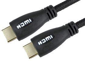99HD4-01WT - High Speed 4K UHD HDMI Lead with Ethernet, Male to Male, White LED Display, Braided, 1m Black