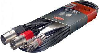 STC3CMXM - Twin RCA to Twin XLR Lead Male to Male 3m Black