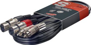 STC3CMXF - Twin RCA Male to Twin XLR Female Lead 3m Black