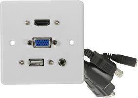 122.395UK - 1 Gang Multimedia Wallplate with HDMI, VGA, USB and Audio Ports