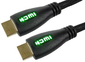 99HD4-05GN - High Speed 4K UHD HDMI Lead with Ethernet, Male to Male, Green LED Display, Braided, 5m Black