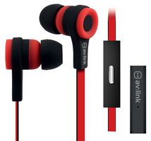 100.310UK - Rubberised Stereo Earphones with Handsfree, Red/Black
