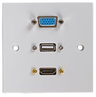 PELR0110 - 1 Gang Multimedia Plug and Play Wallplate with HDMI Socket, VGA Socket and USB A Socket