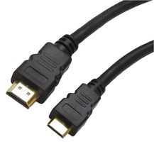 HN2-0.5 - High Speed 1080p HDMI Male to HDMI Mini Male Lead with Ethernet, Gold Plated Connectors, 0.5m Black