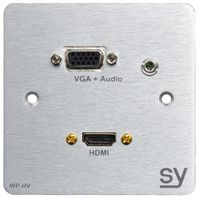 SY-WP-HV-BA - 1-Gang HDMI Slim Metal Wallplate with VGA, Silver