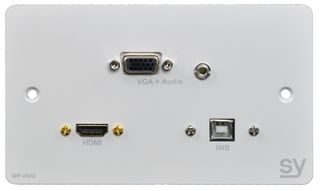 SY-WP-HVU-BW - 2-Gang HDMI Wallplate with VGA & USB, White