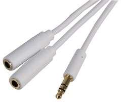 PSG3110-1M - Slim 3.5mm Stereo Plug to 2x 3.5mm Stereo Socket Splitter Lead, 1m White