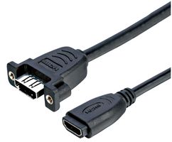 PSG3289 - HDMI Female to Female Panel Mount Adaptor Lead, 500mm Black