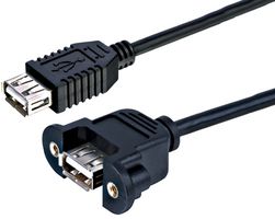 PSG3299 - USB A Female to Female Panel Mount Adaptor Lead, 1m Black