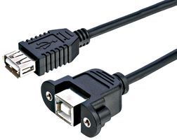 PSG3302 - USB B Female to USB A Female Panel Mount Adaptor Lead, 1m Black