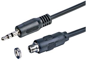 PSG3307 - 3.5mm Female to Male Panel Mount Adaptor Lead, 1m Black