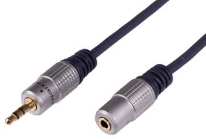 PSG09017 - Stereo 3.5mm Plug to Socket Extension Lead, Dark Blue, 0.5m