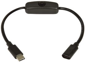 113.026UK - USB-C Male to Female Extension Lead with Power Switch, 0.25m Black