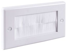 F267BW - 2 Gang Brush Wallplate, White Plate / White Brush