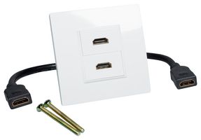 F267SD - 1 Gang Twin HDMI 2.0 Multimedia Wallplate with Flylead