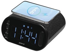 GVCR06BK - Atlas II Alarm Clock Radio with Wireless Charger, Black