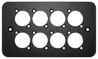 KPD8.10 - 2 Gang 8 Socket Rounded XLR Wallplate, Black