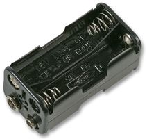 23VB43B - 4x AA Battery Holder Black Coil Spring Contact - Snap Fit, Side-by-Side, Opposite