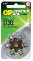GPPBZZ31F010 - 1.4V Hearing Aid Batteries Zinc Air ZA312 6 Pack
