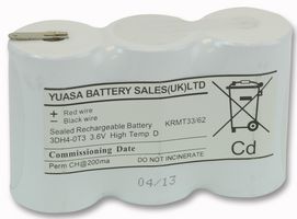 3DH4-0T3 - 3.6V 4Ah Ni-Cd YU-Lite Emergency Lighting 3x D Battery Pack Side-Side