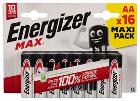 E300132000 - AA Alkaline Max Batteries, 16 Maxi Pack