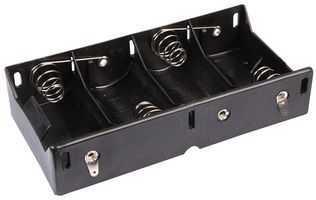 MP000311 - 4x D Battery Holder Black Coil Spring Contact, Solder Tag Side-by-Side