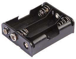 PP002043 - 3x AA Battery Holder Coil Spring Contact, Flat Snap Fit
