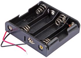 MP000333 - 4x AA Battery Holder Coil Spring Contact, Flat Wire Leads 150mm