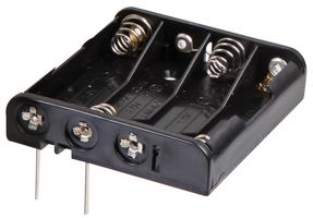 MP000344 - 4x AAA Battery Holder Coil Spring Contact, Flat PCB Pins