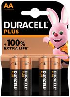 DURACELL PLUS POWER AA 4PK - Plus Power AA Alkaline Batteries, 4 Pack