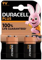 DURACELL PLUS POWER 9V 2PK - Plus Power 9V PP3 Alkaline Batteries, 2 Pack
