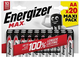 E302275300 - AA Alkaline Max Batteries, 20 Maxi Pack