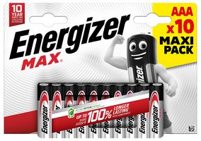 E303321500 - AAA Alkaline Max Batteries, 10 Maxi Pack