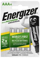 E301375700 - ACCU Universal Pre-Charged NiMH Rechargeable AAA Batteries, 500mAh 4 Pack