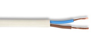 PEL01031 - 0.75mm 2192Y Flat 2-Core Mains Cable, 6A, White, 100m