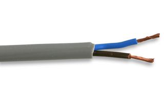 3182Y-0.75MMGRY100M - Round Mains Cable 3182Y 2-Core 6A Grey 0.75mm² x 100m