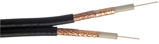 WF 65 CU/CU BLACK 100M - WF65 Twin Coaxial Cable with Copper Braid Black 100m Reel