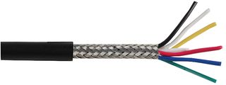 PELB0695 - 16-2-6C 6 Core Screened Cable, 0.2mm, Black, 100m