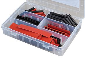 HSKITBLKRED - 2:1 Heat Shrink Kit 4.8-12.7mm Dia. 50-100mm 80 Black, 50 Red Sleeves