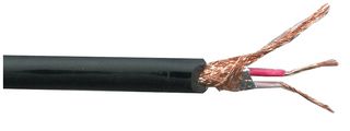 PELB0579 - 2 Core Screened Microphone Cable, 20/0.12mm, Black, 100m