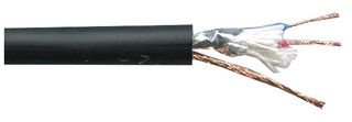 PELB0582 - 2 Core Flexible Screened Microphone Cable, 46/0.1mm, Black, 100m