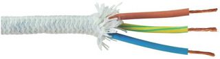 PELB0790 - 2043Y 3 Core Braided Mains Cable, 1mm, 10A, White, 2.5m