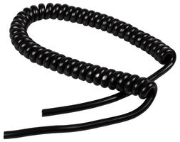 6001615A - Coiled Extensible Cable, 3 Core, 1mm2, 10A, 2.5m, Black