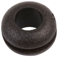 PV710 GROMMET PK 100 - Round PVC Cable Grommet Black 4mm Cable Dia. 6.4mm Panel Hole Dia. 100 Pack