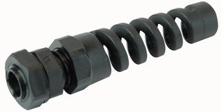 PP01679 - Nylon Cable Gland with Spiral Strain Relief, M12, Black, IP68