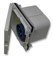 612306 - 16A, 230V, Panel Mount Caravan CEE Appliance Inlet, 2P+E, Blue, IP44
