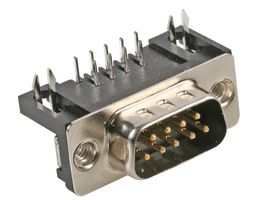 5504F1-09P-02-03-F1 - 9 Pin D-Sub Right Angle PCB Plug with Boardlock
