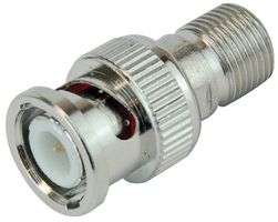 PSG04262 - BNC Plug to F Type Socket Adaptor, Nickel Plated Zinc Body