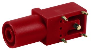 FCR7350R - 4mm PCB Mount Banana Socket, Right Angle, Red